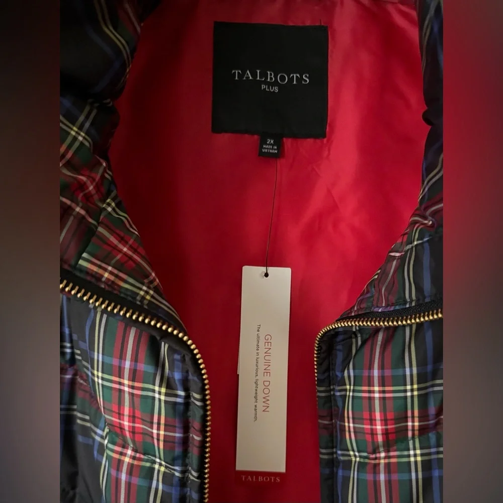Talbots Plaid Down Puffer Vest - Plus Size - Picture 4 of 5